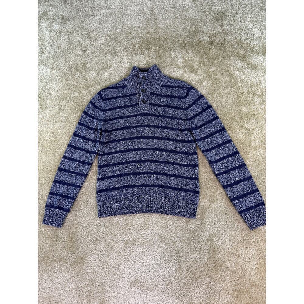 IZOD Sweater Boys Sz M 10/13 Long Sleeve Navy Blue Stripe Sweater School D690